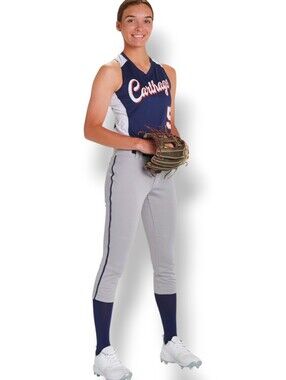 Fastpitch Softball Pants CHAMPRO Women’s  XL Grey Navy Piped BP11P Athletic NEW